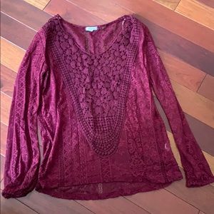 Lace Maroon Long Sleeve